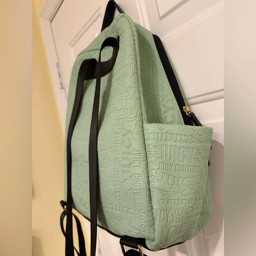 Juicy Couture Sage Green Embossed Logo Backpack NWOT Y2K Style